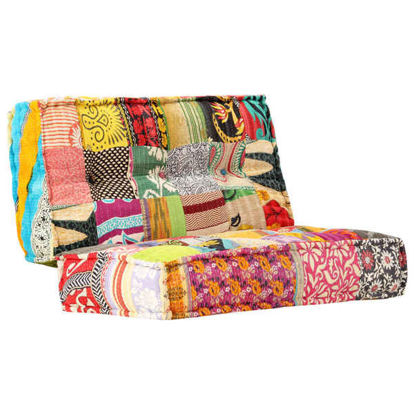 vidaXL Πουφ Patchwork 100 x 100 x 20 εκ. Υφασμάτινο
