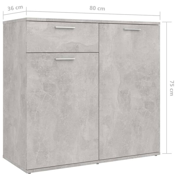 vidaXL Μπουφές Γκρι Σκυροδέματος 160 x 36 x 75 εκ. από Επεξ. Ξύλο