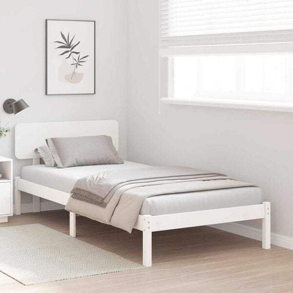 vidaXL Σκελετός Κρεβατιού Λευκό 90 x 190 cm Μασίφ ξύλο πεύκου
