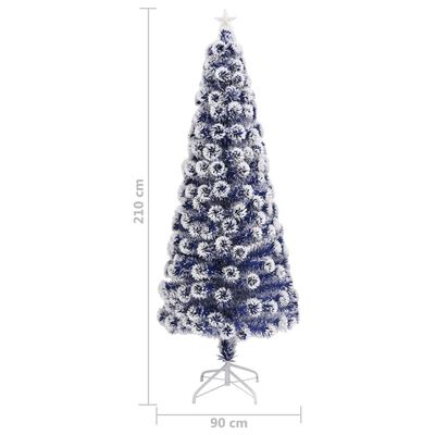 vidaXL Χριστ Δέντρο Τεχνητό Προφωτισμένο Οπτικές Ίνες Λευκό/Μπλε 210εκ