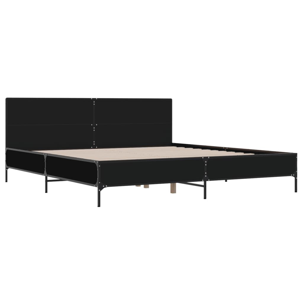 vidaXL Πλαίσιο Κρεβατιού Μαύρο 180 x 200 εκ. Επεξ. Ξύλο & Μέταλλο