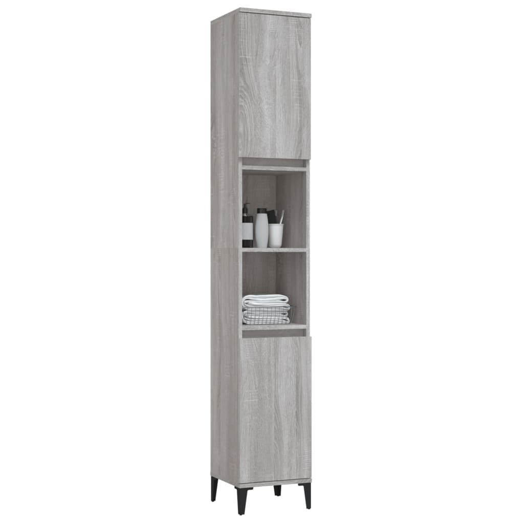 vidaXL Ντουλάπι Μπάνιου Γκρι Sonoma 30x30x190 εκ. Επεξεργασμένο Ξύλο