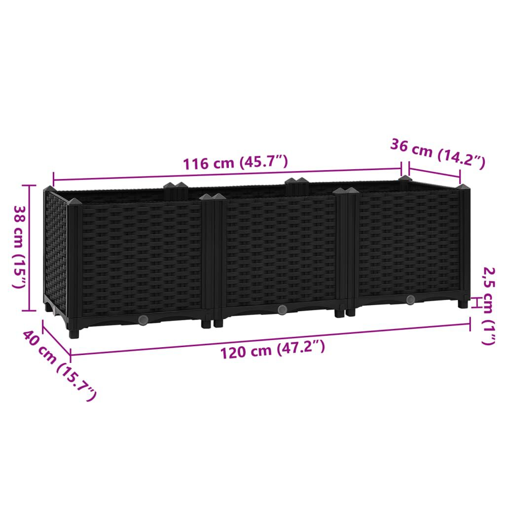 vidaXL Ζαρντινιέρα 160 x 40 x 38 εκ. από Πολυπροπυλένιο