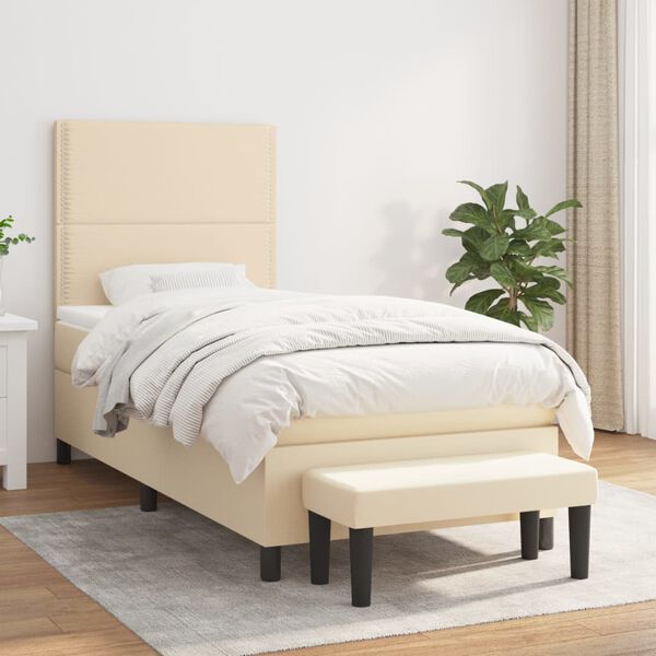 vidaXL &Kappa;&rho;&epsilon;&beta;ά&tau;&iota; Boxspring &mu;&epsilon; &Sigma;&tau;&rho;ώ&mu;&alpha; &Kappa;&rho;&epsilon;&mu; 90x200 &epsilon;&kappa;.&Upsilon;&phi;&alpha;&sigma;&mu;ά&tau;&iota;&nu;&omicron;