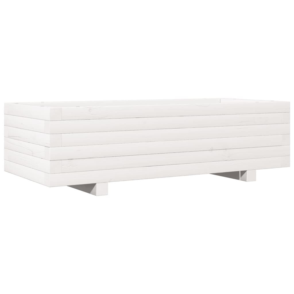 vidaXL Ζαρντινιέρα Κήπου Λευκή 90x40x26,5 εκ. από Μασίφ Ξύλο Πεύκου