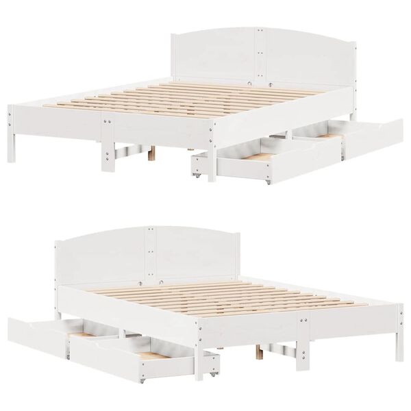 vidaXL Σκελετός Κρεβ. Χωρίς Στρώμα Λευκό 160x200 εκ Μασίφ Πεύκο