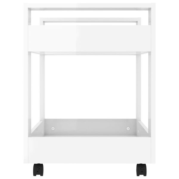 vidaXL Τρόλεϊ Γραφείου Γυαλ. Λευκό 60x45x60 εκ. από Επεξεργασμένο Ξύλο