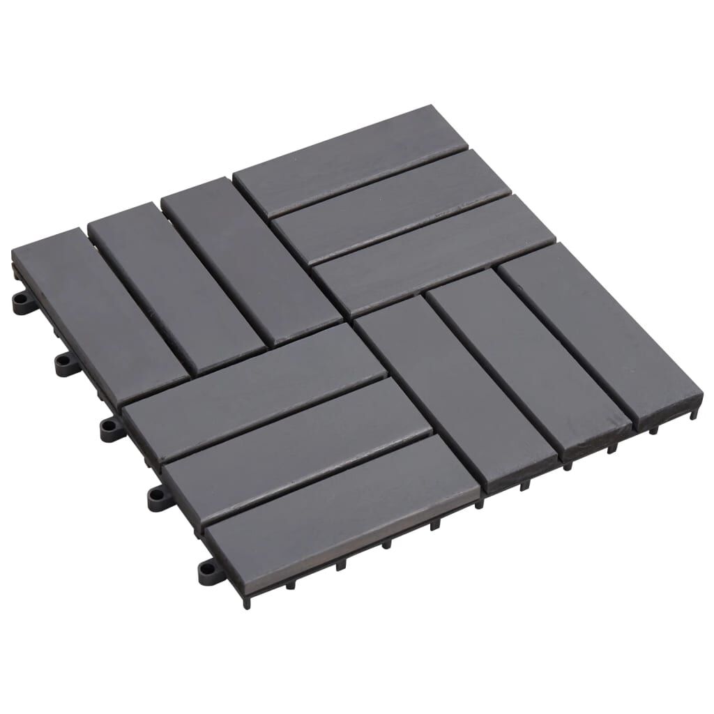 vidaXL Πλακάκια Deck 30 τεμ. Γκρι Πατίνα 30x30 εκ. Μασίφ Ξύλο Ακακίας