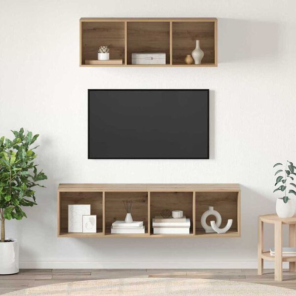 vidaXL Σετ Τηλεοπτικού Κάδου 2 pcs artisan δρυς 37 x 37 x 142.5 εκ