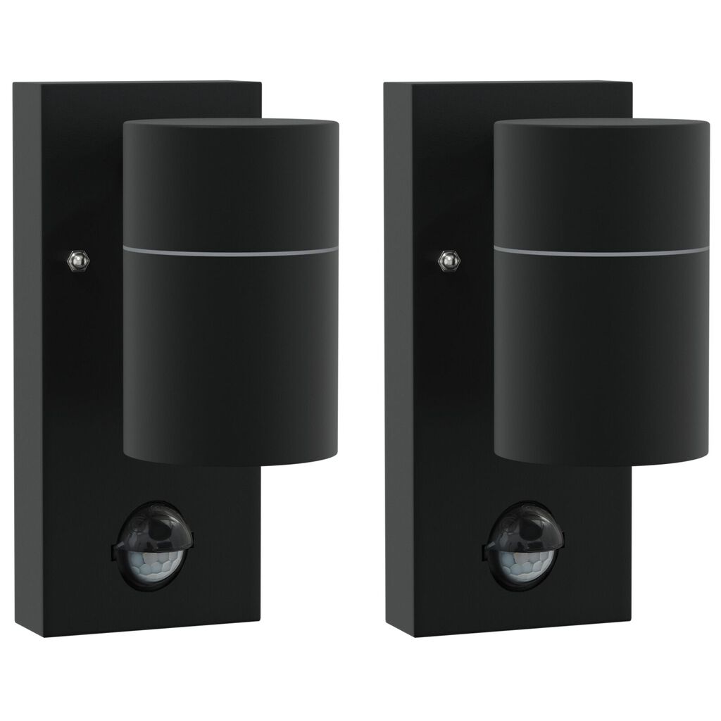 vidaXL Εξωτερικά Φωτιστικά Τοίχου 2 pcs Μαύρο 6.5 x 10.5 x 16 εκ.
