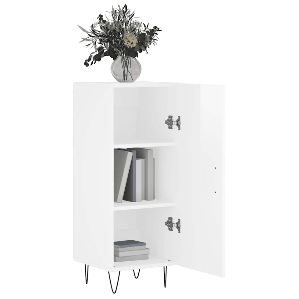 vidaXL Ντουλάπι Γυαλιστερό Λευκό 34,5x34x90 εκ. Επεξεργασμένο Ξύλο