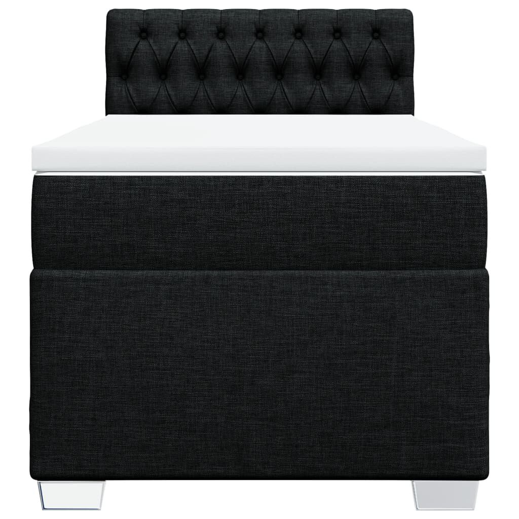 vidaXL Κρεβάτι Boxspring με Στρώμα Μαύρο 100 x 200 εκ. Υφασμάτινο