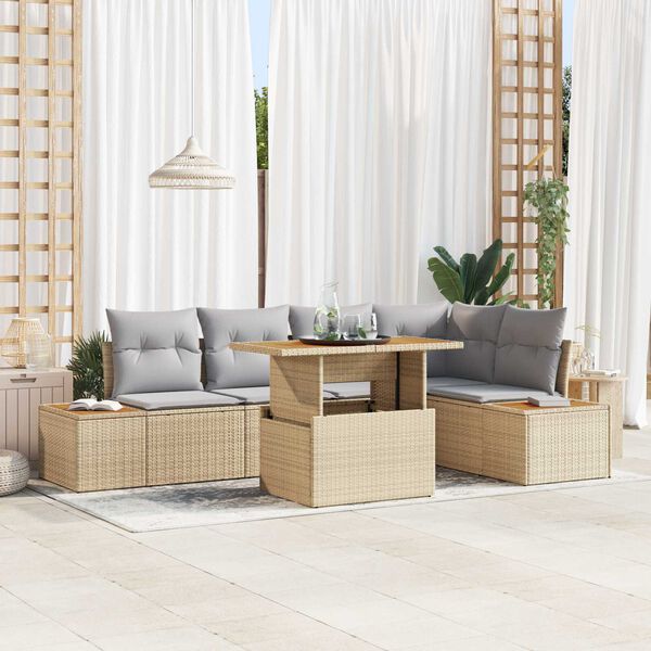vidaXL Σέτ φαγητού για κήπο 6 pcs Μπεζ και Γκρι 100 x 55 x 73 εκ