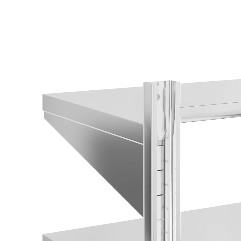 vidaXL Ράφι Τοίχου 2 Επιπ. Ασημί 50x23,5x48 εκ. Ανοξείδωτο Ατσάλι