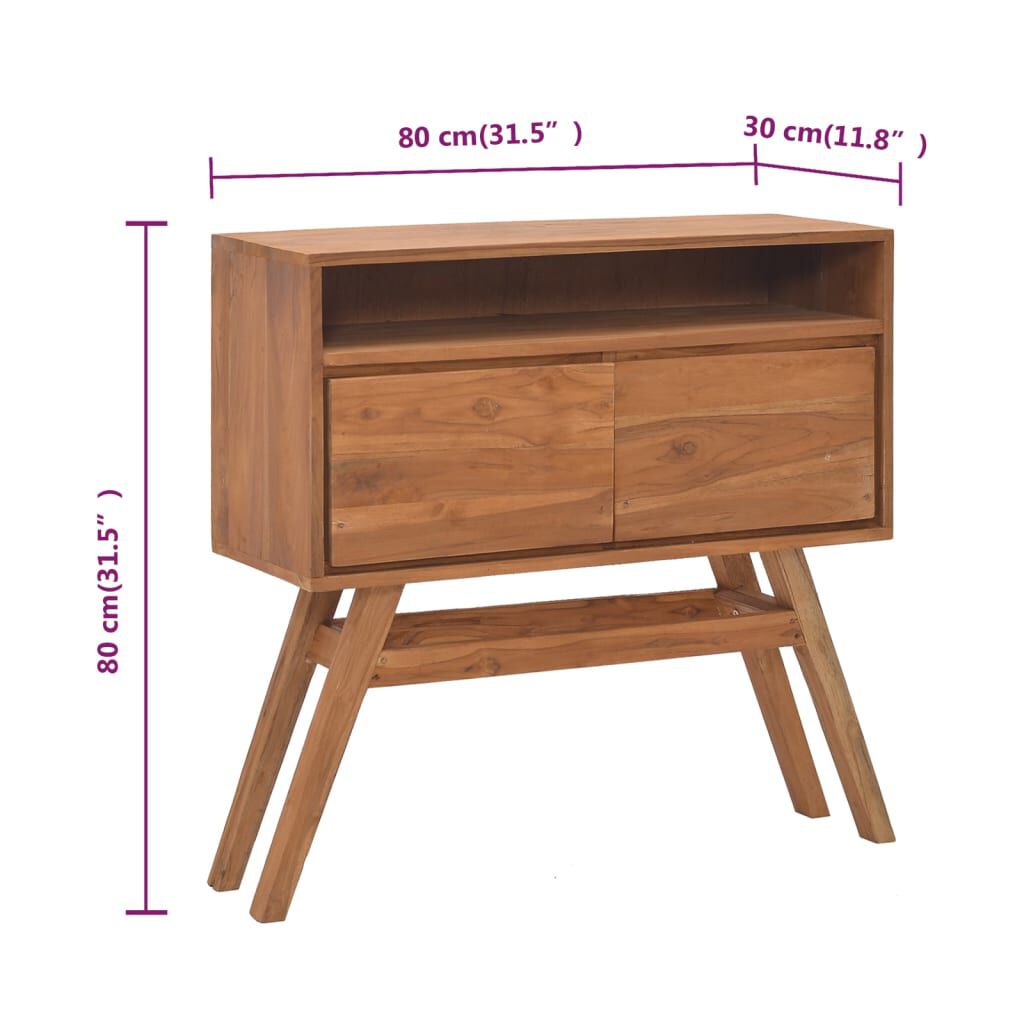 vidaXL Τραπέζι Κονσόλα 80 x 30 x 80 εκ. από Μασίφ Ξύλο Teak