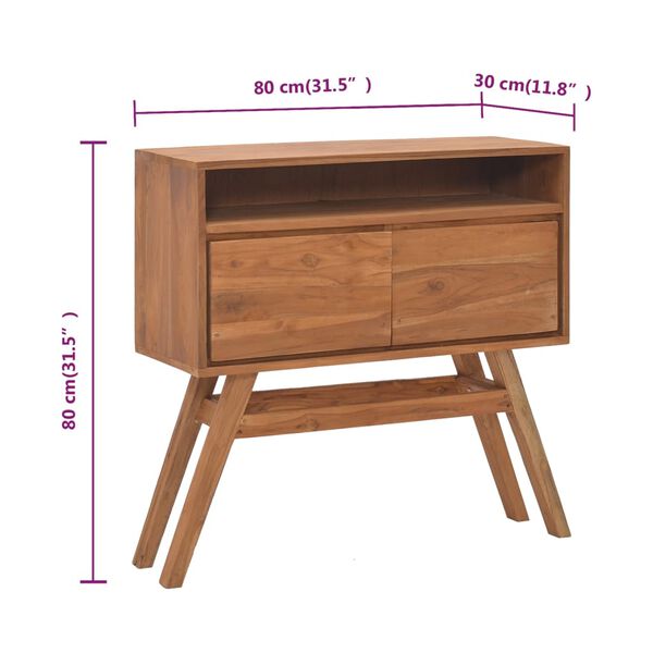 vidaXL Τραπέζι Κονσόλα 80 x 30 x 80 εκ. από Μασίφ Ξύλο Teak