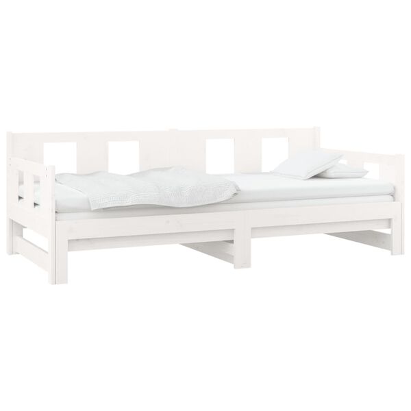vidaXL Καναπές Κρεβάτι Συρόμενος Λευκός 2x(90x190) εκ. από Μασίφ Πεύκο