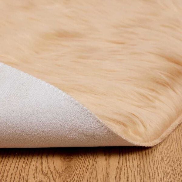 vidaXL Ψεύτικο Δέρμα Προβάτου Χαλί Μπεζ 120 x 120 cm Πολυεστέρας