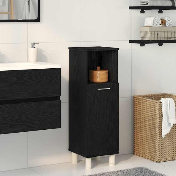 vidaXL Ντουλάπι Μπάνιου Μαύρη Οξυά 30 x 30 x 95 cm Επεξεργασμένο ξύλο
