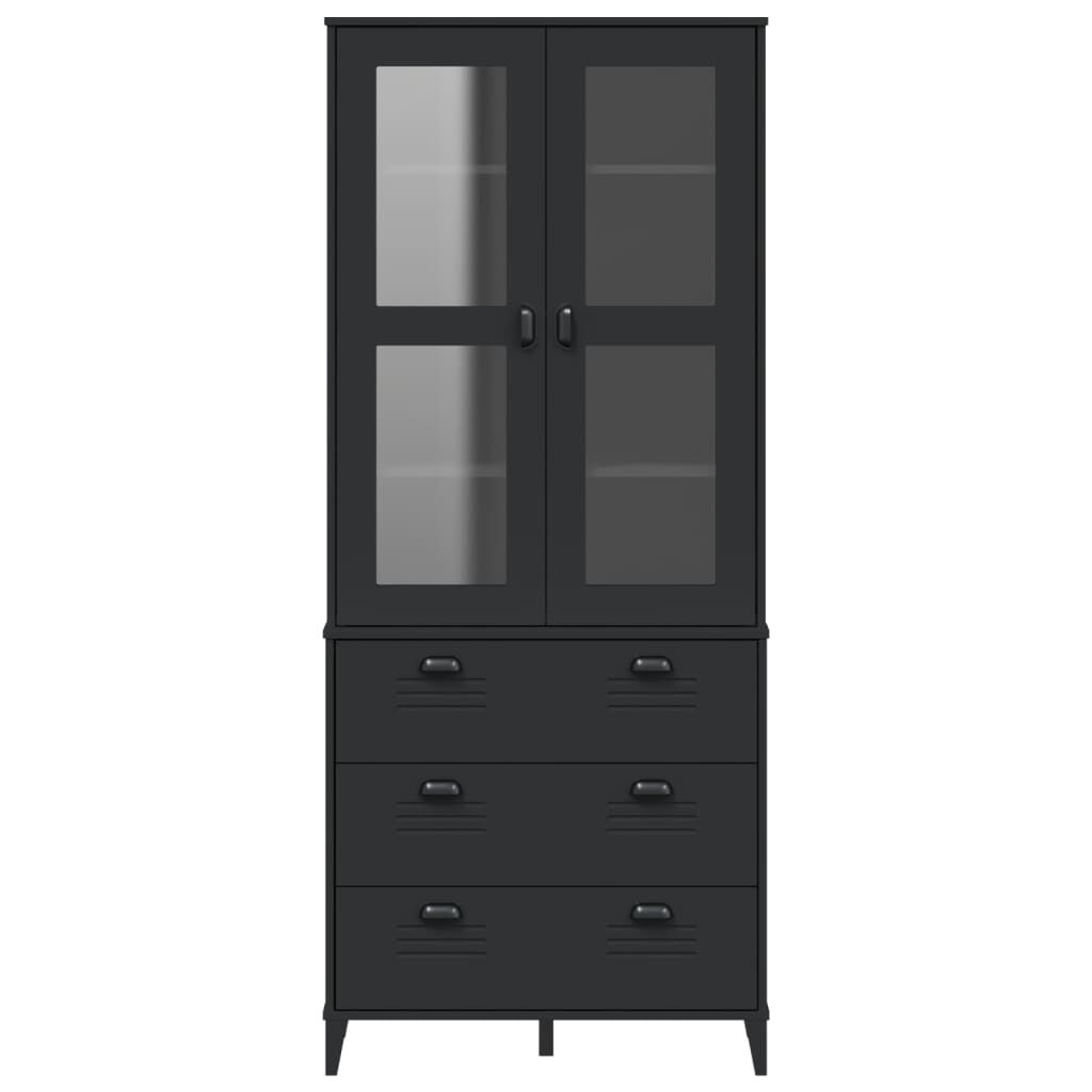 vidaXL Ντουλάπι Ψηλό VIKEN Μαύρος 80x40x190 εκ. από Μασίφ Ξύλο Πεύκου