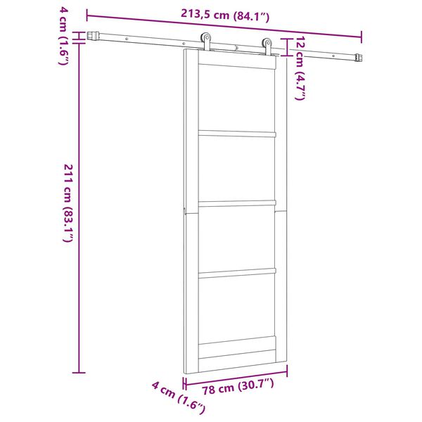 vidaXL Συρόμενη Πόρτα με Σετ Hardware "ORKDAL" Λευκή 78x211 εκ.