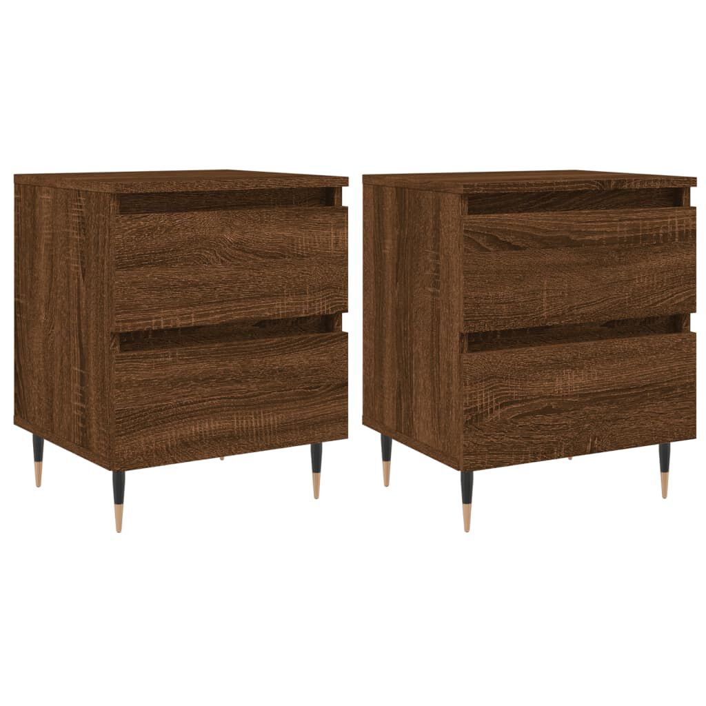 vidaXL Κομοδίνα 2 τεμ. Καφέ Δρυς 40x35x50 εκ. από Επεξεργασμένο Ξύλο