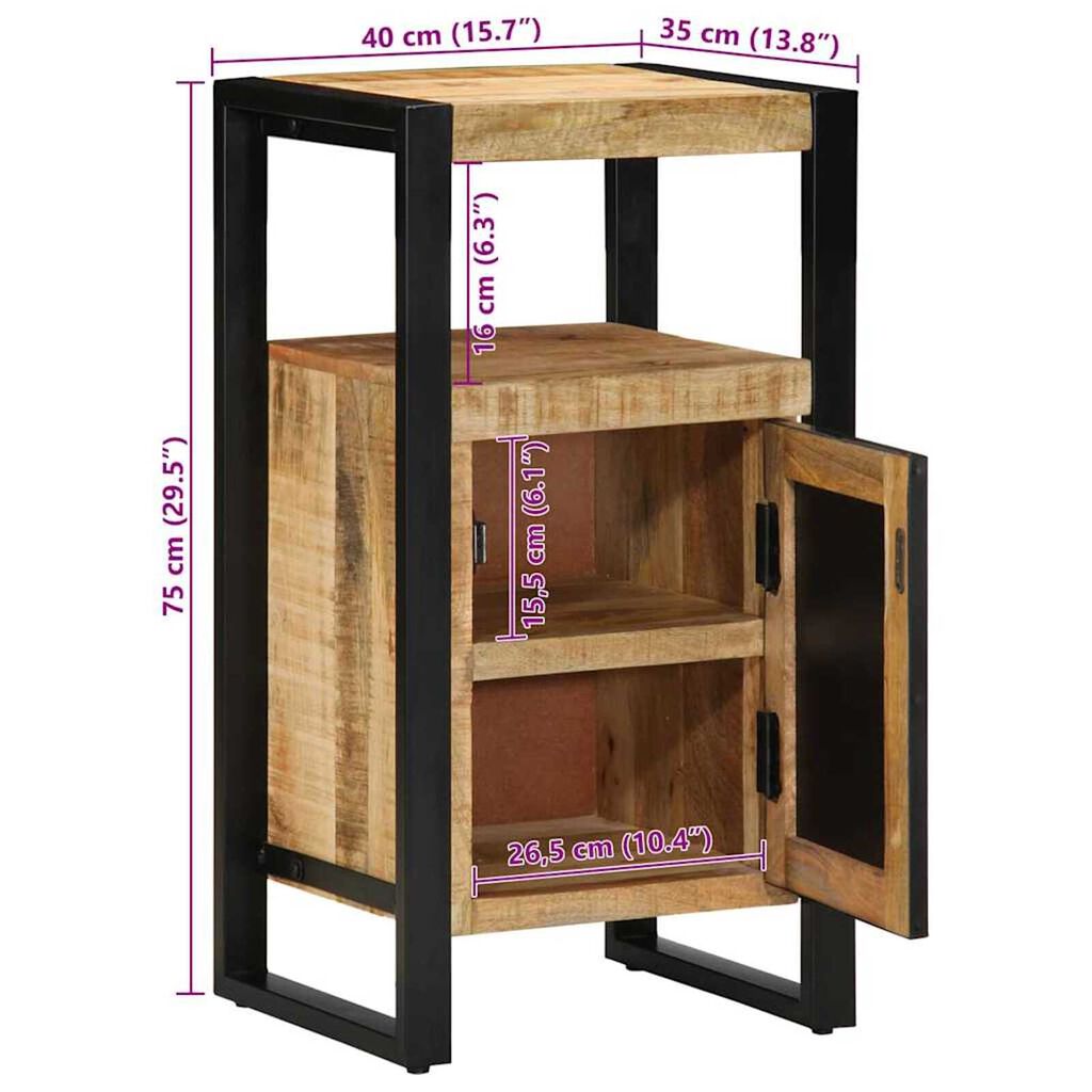 vidaXL Ντουλάπα Μπάνιου με ράφι Καφέ 40 x 35 x 75 εκ Μασίφ ξύλο μάνγκο