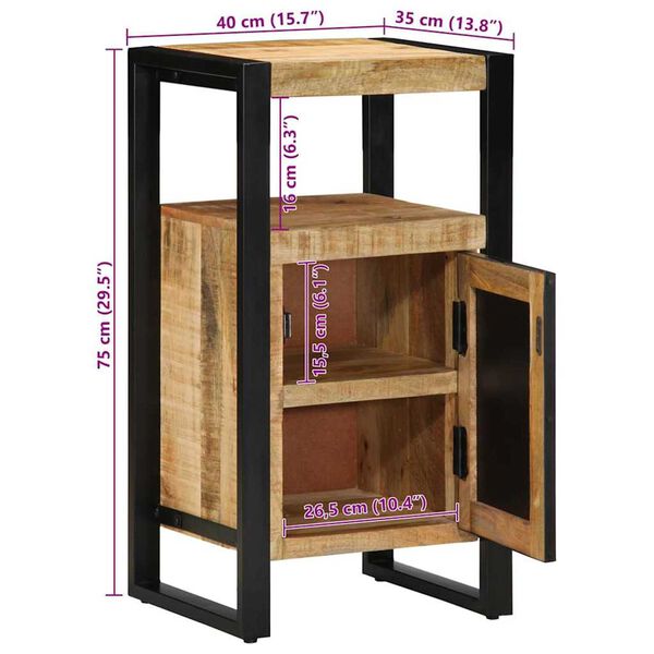 vidaXL Ντουλάπα Μπάνιου με ράφι Καφέ 40 x 35 x 75 εκ Μασίφ ξύλο μάνγκο