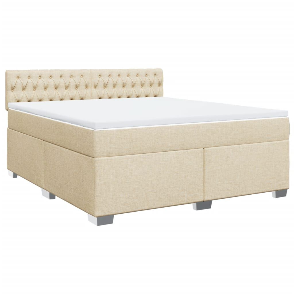 vidaXL Κρεβάτι Boxspring με Στρώμα Κρεμ 180x200 εκ. Υφασμάτινο