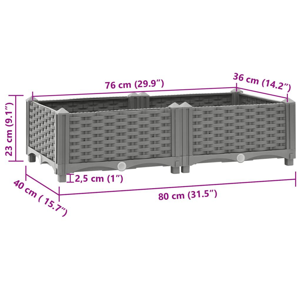 vidaXL Ζαρντινιέρα 80 x 40 x 23 εκ. από Πολυπροπυλένιο