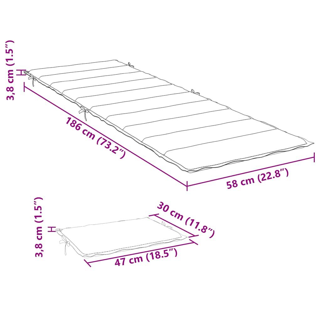 vidaXL Μαξιλάρι Ξαπλώστρας Πράσινο 186 x 58 x 3 εκ. από Ύφασμα Oxford
