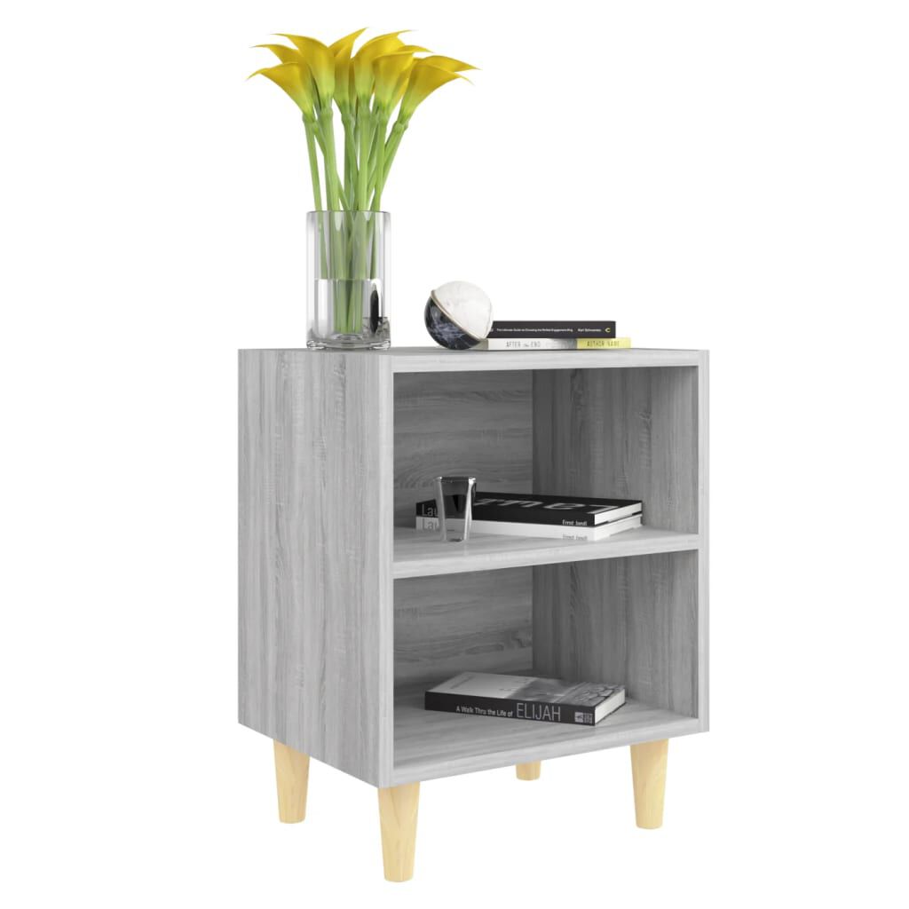 vidaXL Κομοδίνα 2 τεμ. Γκρι Sonoma 40x30x50 εκ. με Μασίφ Ξύλινα Πόδια