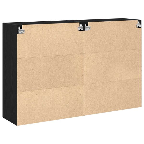 vidaXL Τοίχοι Βαθιά Κ cabinets 2 τεμάχια Μαύρο Δρυς 69,5x34x90 εκ Μηχανικής Ξυλείας