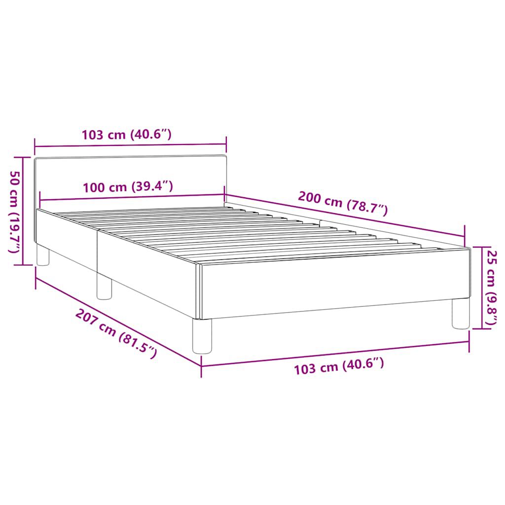 vidaXL Σκελετός Κρεβατιού Χωρίς Στρώμα Taupe 100 x 200 εκ. Υφασμάτινο