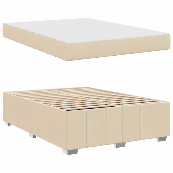 vidaXL Σκελετός Κρεβατιού με στρώμα Κρεμ 160 x 200 cm ύφασμα