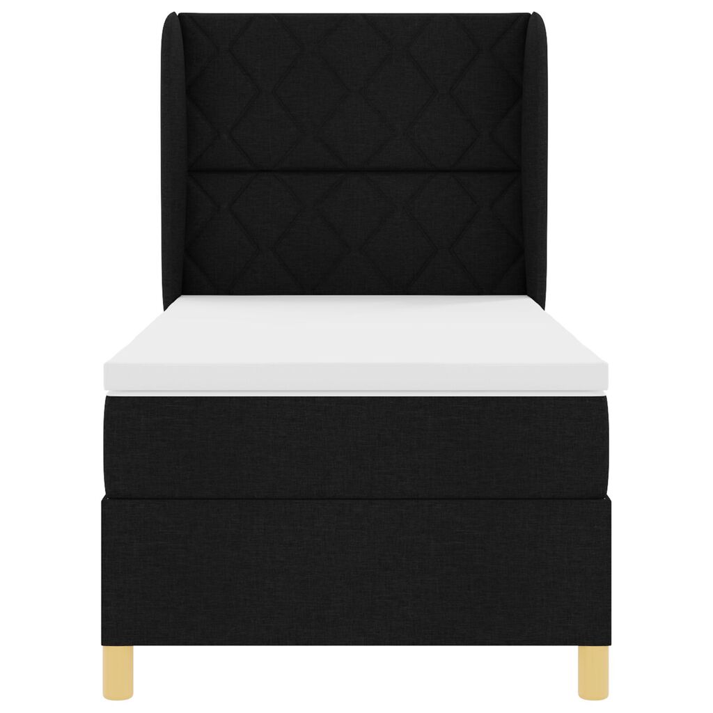 Κρεβάτι με ελατήρια και στρώμα vidaXL Μαύρο 90x190 cm Υφασμάτινο