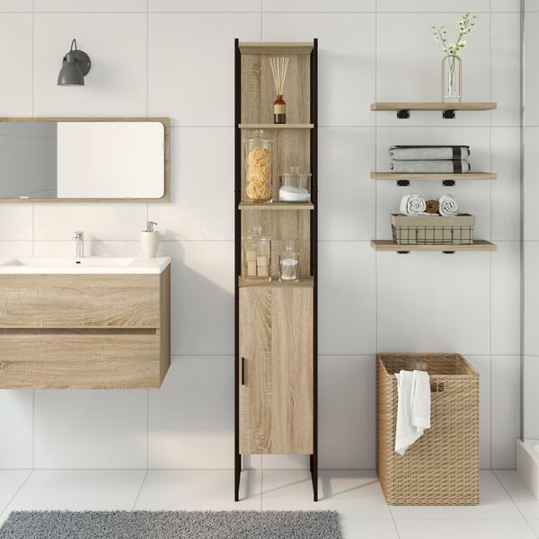vidaXL Ντουλάπι Μπάνιου Sonoma Oak 33x33x185,5 cm Επεξεργασμένο ξύλο