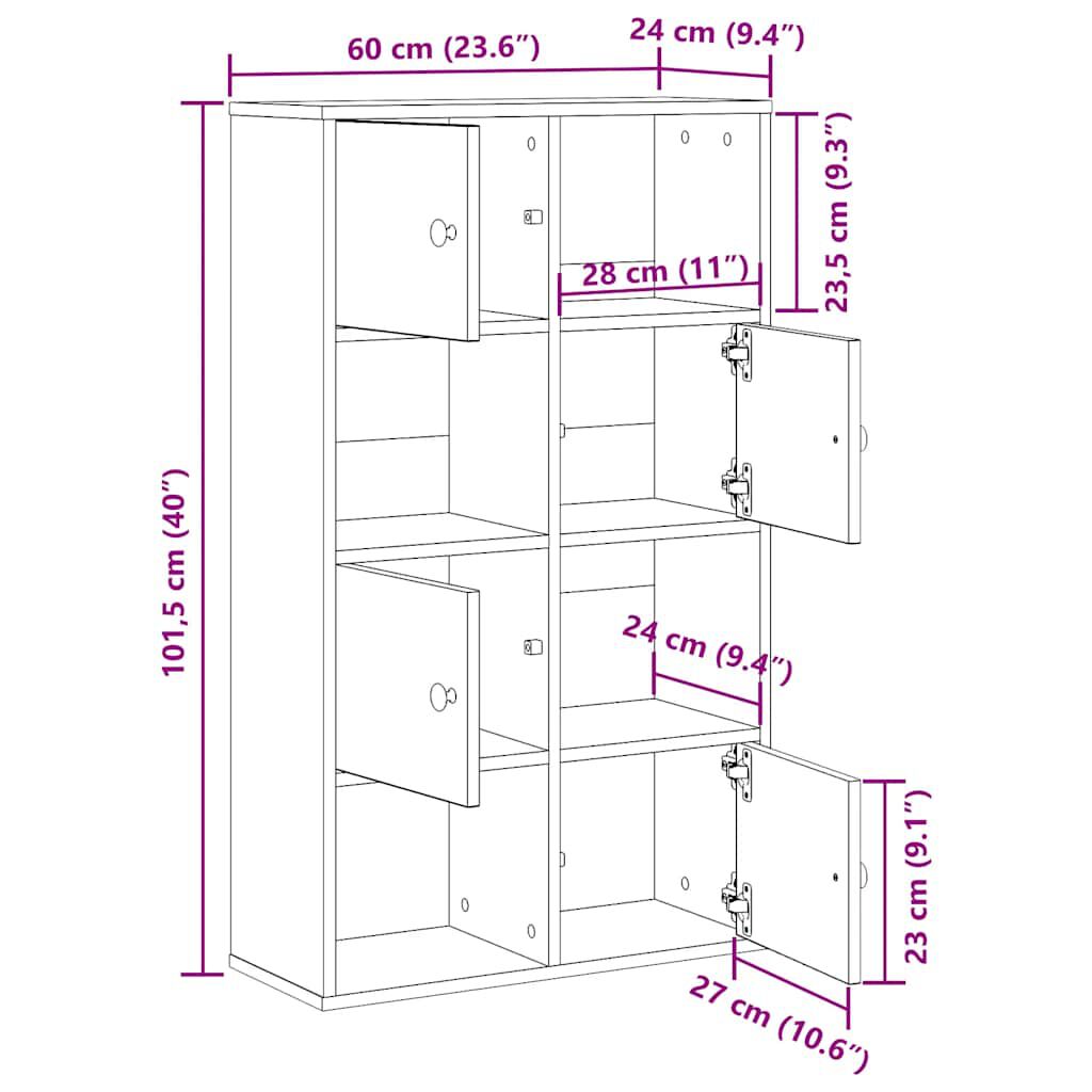 vidaXL Βιβλιοθήκη Λευκή 60x24x101,5 εκ. από Επεξεργασμένο Ξύλο