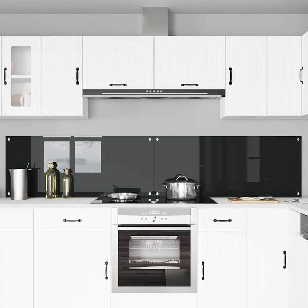 vidaXL Πίσω Πάνελ Κουζίνας 2 pcs Μαύρο 120 x 50 cm σκληρυμένο γυαλί