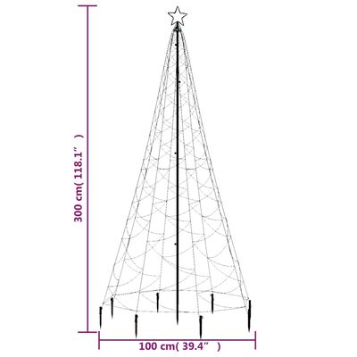 vidaXL Χριστουγεν. Δέντρο Θερμό Λευκό 3 μ. 500 LED με Μεταλλικό Στύλο