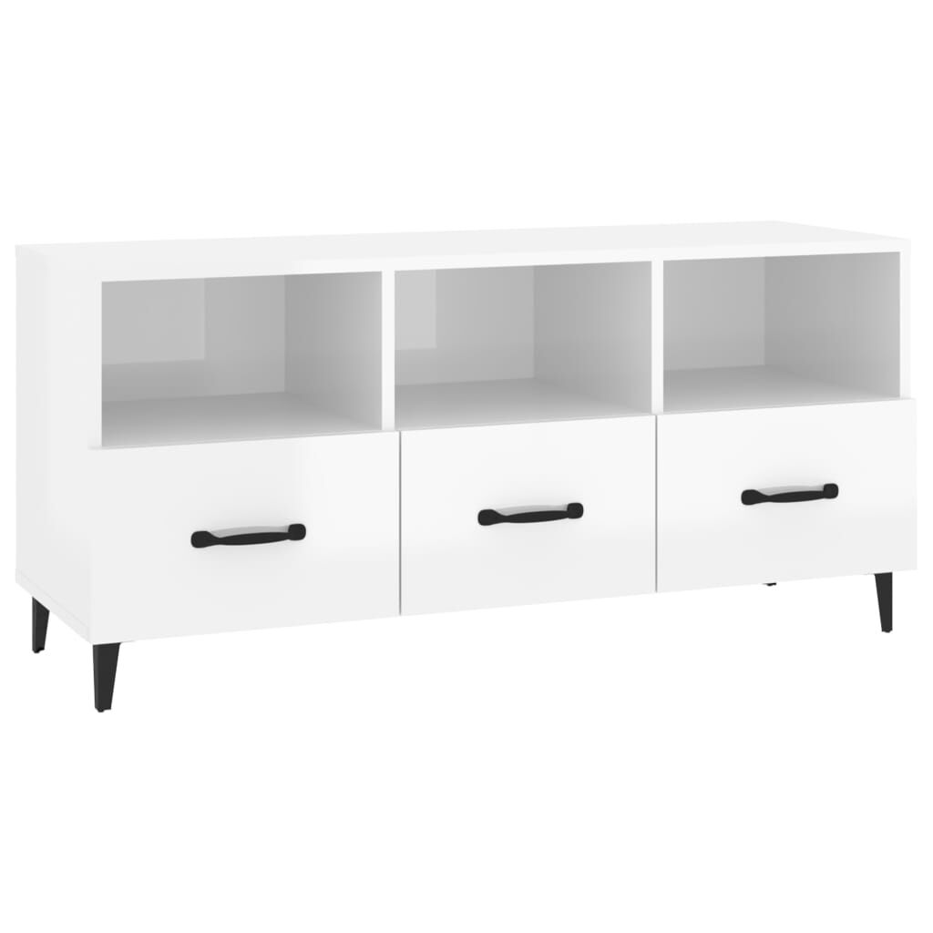 vidaXL Έπιπλο Τηλεόρασης Γυαλ. Λευκό 102x35x50 εκ. Επεξεργασμένο Ξύλο