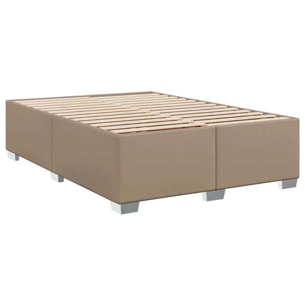 vidaXL Κρεβάτι Boxspring με Στρώμα Καπουτσίνο 140x190εκ.από Συνθ.Δέρμα