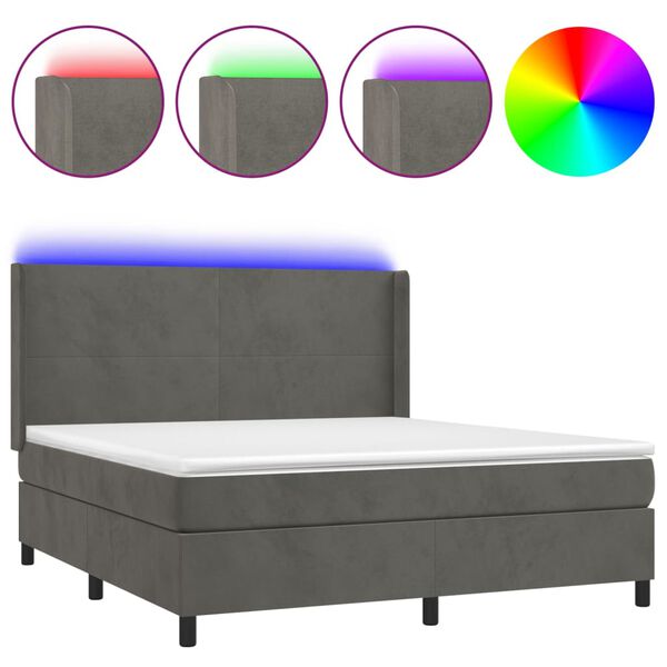 vidaXL &Kappa;&rho;&epsilon;&beta;ά&tau;&iota; Boxspring &mu;&epsilon; &Sigma;&tau;&rho;ώ&mu;&alpha; & LED &Sigma;&kappa;. &Gamma;&kappa;&rho;&iota; 180x200&epsilon;&kappa;. &Beta;&epsilon;&lambda;&omicron;ύ&delta;&iota;&nu;&omicron;