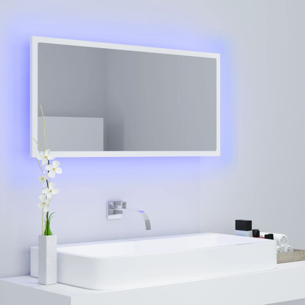 vidaXL Καθρέφτης Μπάνιου με LED Λευκός 90 x 8,5 x 37 εκ. Ακρυλικός