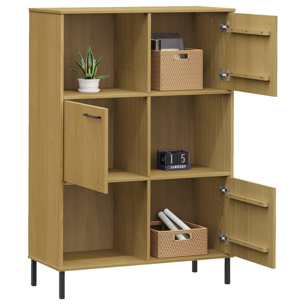 vidaXL Βιβλιοθήκη OSLO Καφέ 90x35x128,5 εκ. Μασίφ Ξύλο με Μετ. Πόδια