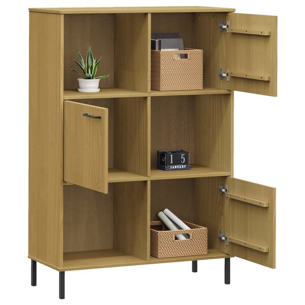 vidaXL Βιβλιοθήκη OSLO Καφέ 90x35x128,5 εκ. Μασίφ Ξύλο με Μετ. Πόδια