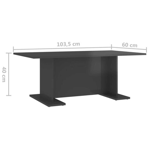 vidaXL Τραπεζάκι Σαλονιού Γυαλιστερό Γκρι 103,5x60x40 εκ. Μοριοσανίδα