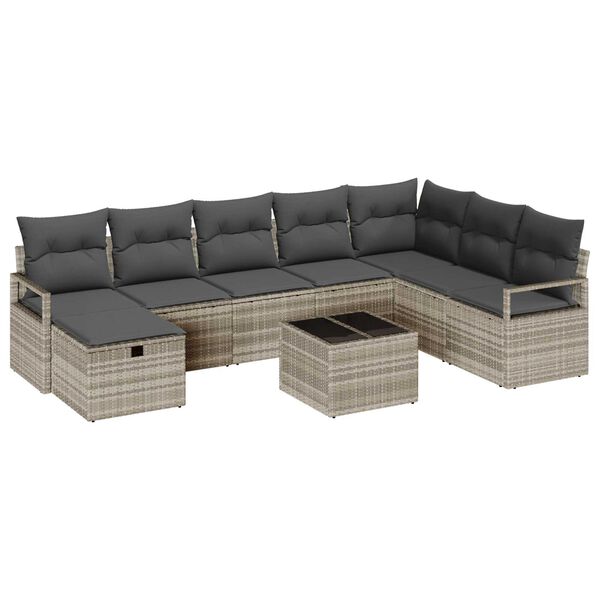 vidaXL Σετ Καναπέ Κήπου 8 pcs Ανοιχτό γκρι Πολυ ράταν