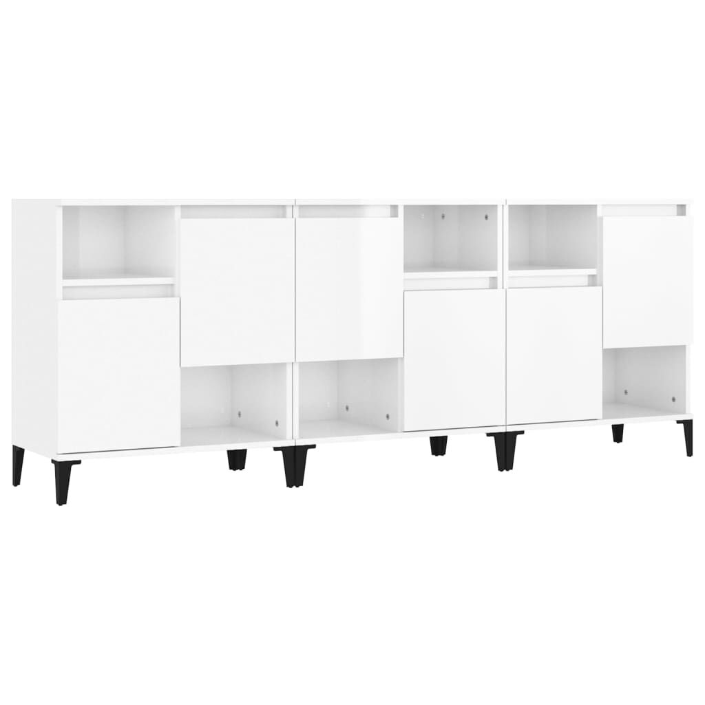 vidaXL Ντουλάπια 3 τεμ. Γυαλιστ. Λευκό 60x35x70 εκ. Επεξεργασμένο Ξύλο