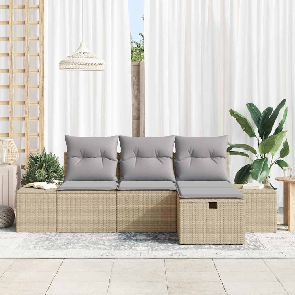vidaXL Σετ Καναπέ Κήπου 4 pcs Μπεζ 55 x 62 x 69 εκ Πολυ ράταν